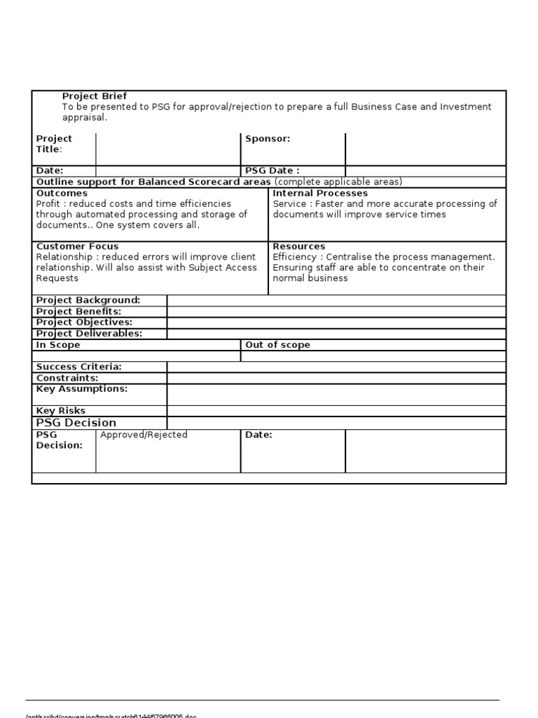 Template Project Brief | PDF | Business