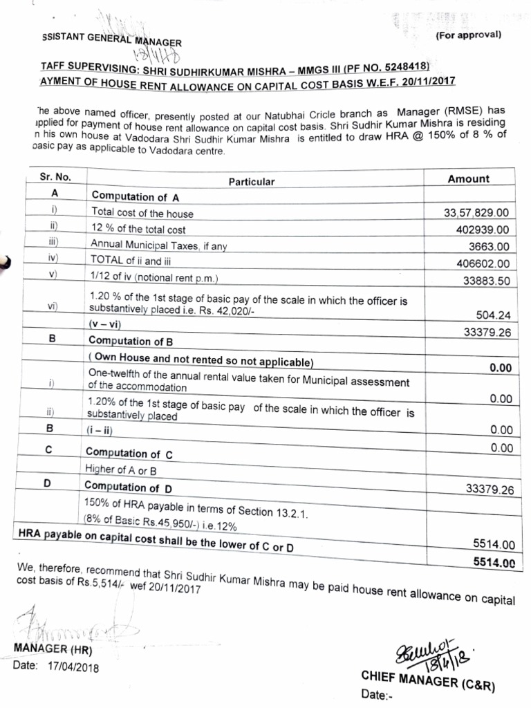 HRA at Capital Cost PDF Economies Policy