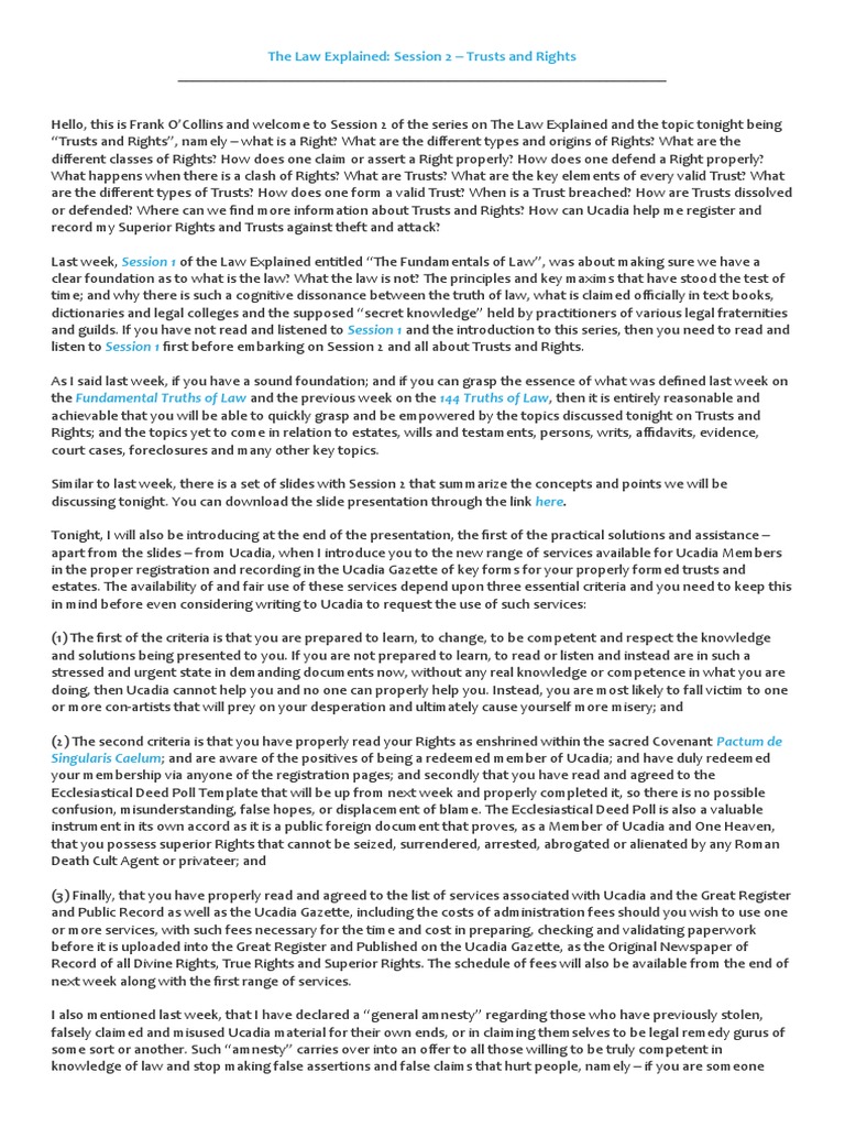 Trusts and Rights Explained by Frank O'Collins | PDF | Trust Law ...