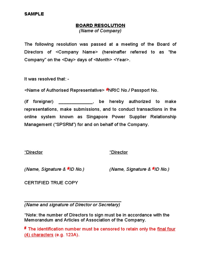 Board Resolution for SPSRM Authorization | PDF