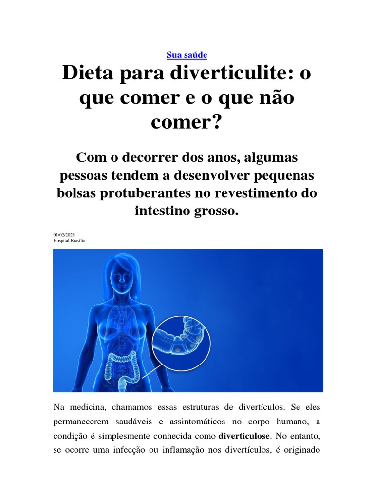 Dieta para Diverticulite - o Que Comer e o Que Não Comer | PDF ...