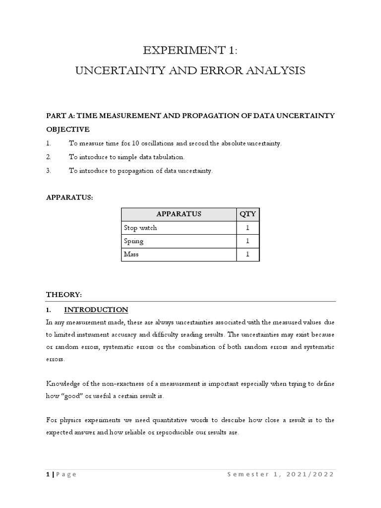 1 - Manual Uncertainty and Error Analysis | PDF | Significant Figures ...