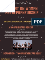 Assignment IV - Women Entrepreneurship Sheryl Shekinah