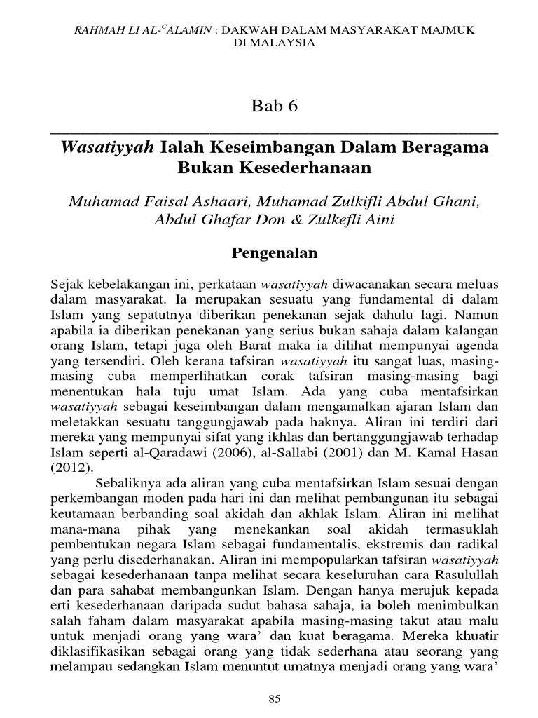 Keseimbangan dalam Konsep Wasatiyyah | PDF | Ilmu Sosial