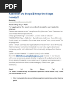 Asset Set Up Steps