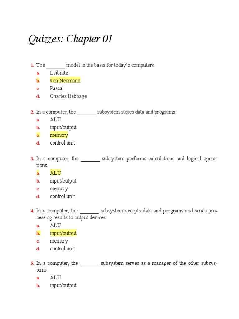 Computing Quiz: Foundations and Models | PDF | Computer Programming ...
