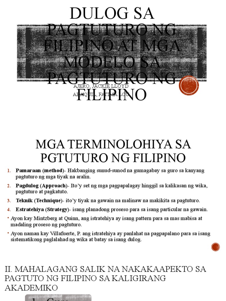 Dulog Sa Pagtuturo NG Filipino | PDF