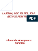Lambda, Def: Filter, Map, Reduce Functions