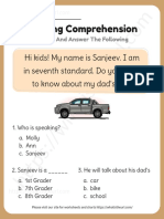 Reading Comprehension For Kids Exercise 7