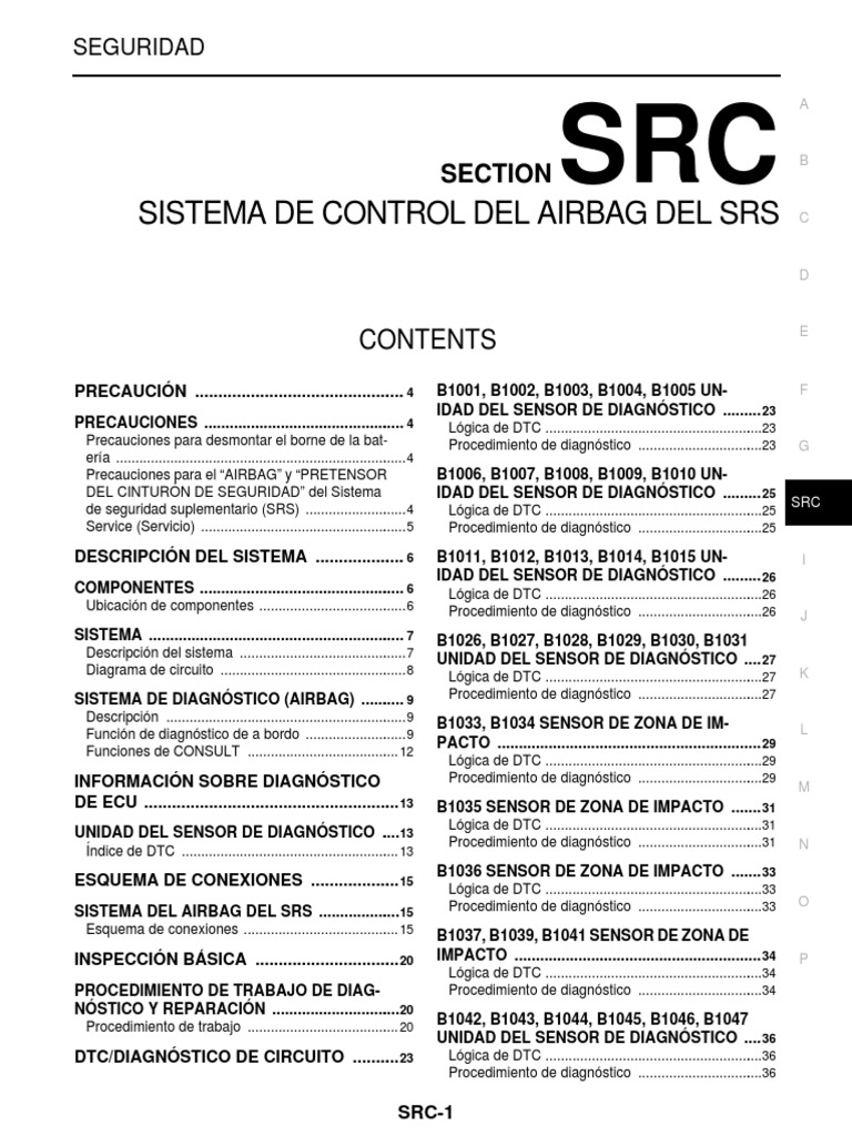 Sistema de Control Del Airbag Del SRS: Section | PDF | Airbag | Vehículos