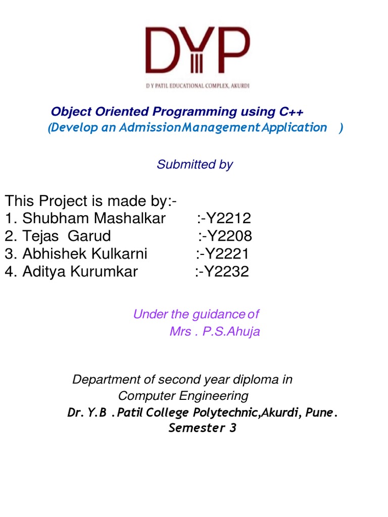 Oop Microproject | PDF | C++ | Computer Programming