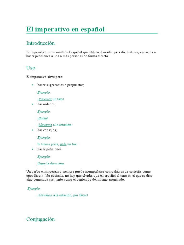 El Imperativo | PDF | Verbo | Plural