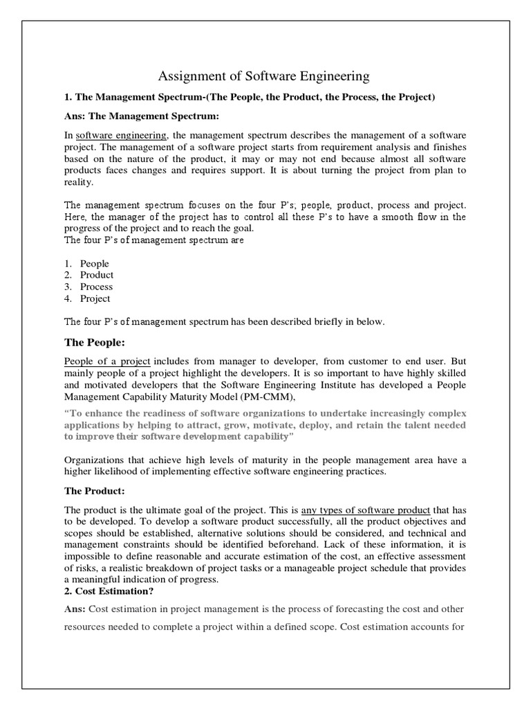 Assignment of Software Engineering | PDF | Quality Assurance | Project ...
