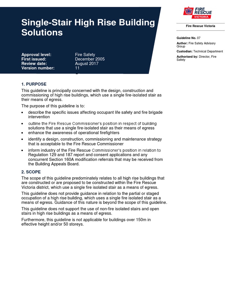 High Rise Single Stair Fire Safety Guidelines | PDF | Fire Sprinkler ...