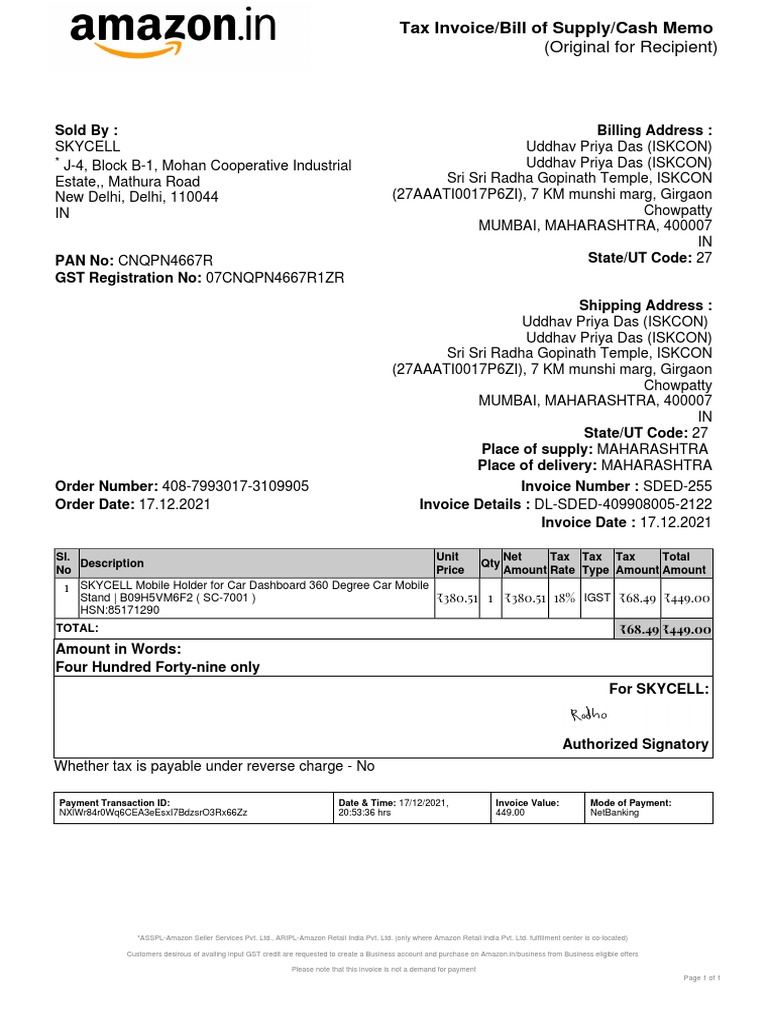 BVVP Purchase Items Under ISKCON GST | PDF | Invoice | Value Added Tax