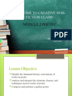 Welcome To Creative Non-Fiction Class!: Module 2 Poetry