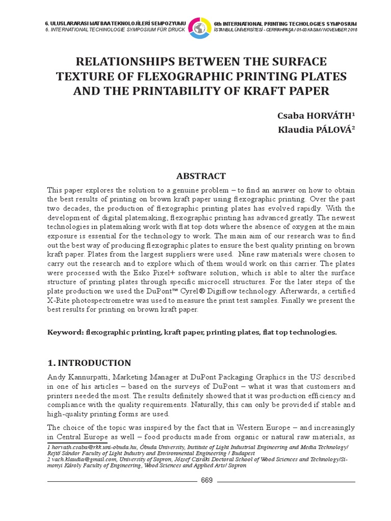 Relationships Between The Surface Texture of Flexographic Printing ...