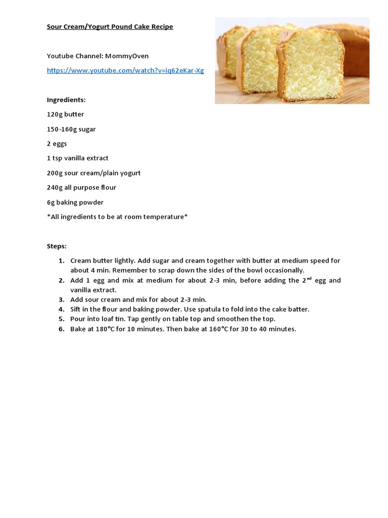 Baking Recipes PDF Cakes Butter