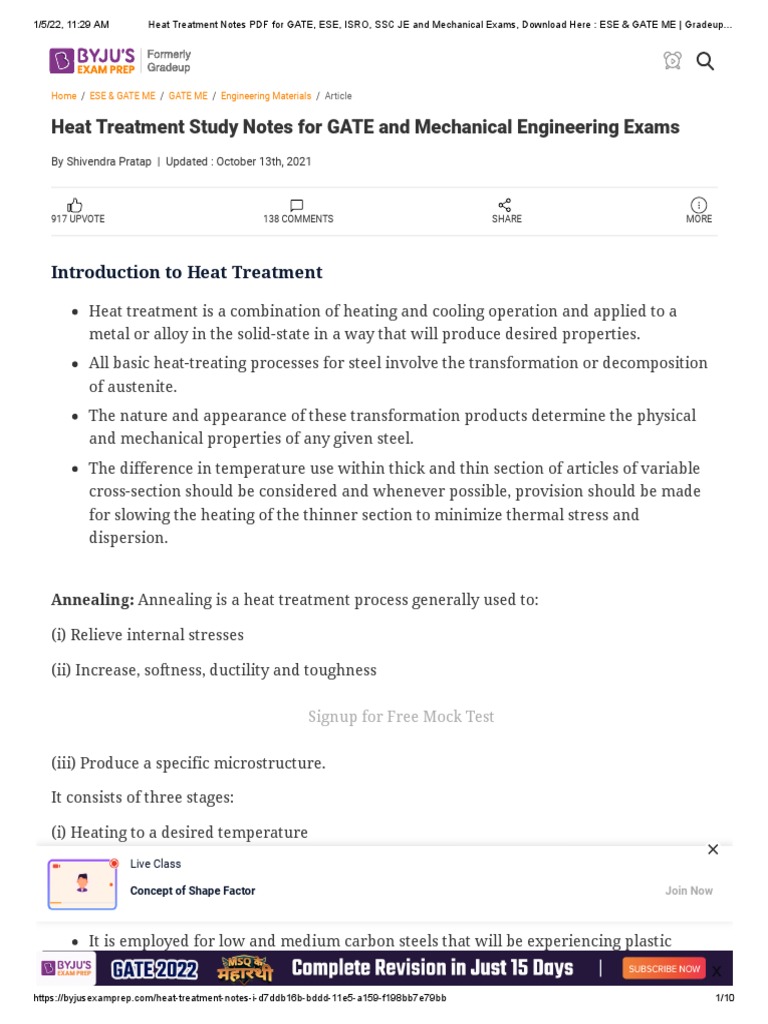 Heat Treatment Notes PDF | PDF | Heat Treating | Annealing (Metallurgy)