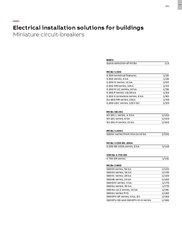 ABB Circuit Breaker PDF Manufactured Goods Building Engineering