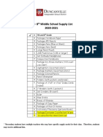 7 - 8 Middle School Supply List 2020-2021: # 7th and 8 Grade