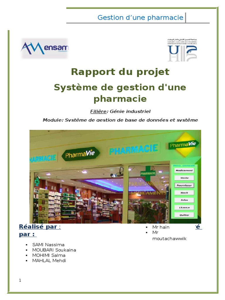 Rapport Gestion Pharmacie | PDF | Bases de données | Ingénierie des systèmes