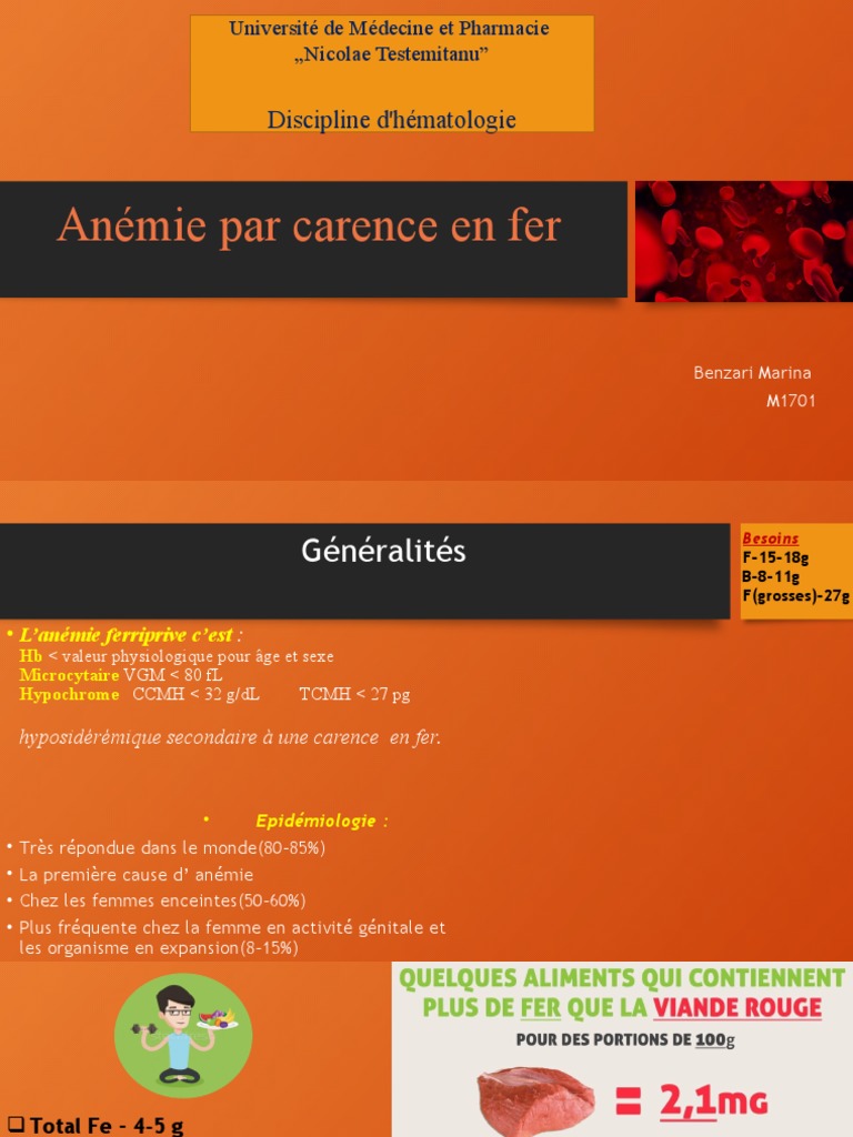 Anémie Par Carence en Fer PDF Sang Maladies et troubles