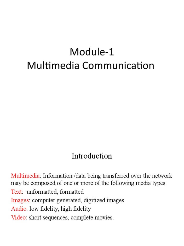 Module-1 Multimedia Communication | PDF | Technology & Engineering