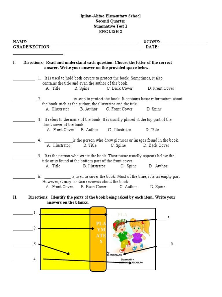 English 2nd Quarter Summative Test 1 | PDF | Books