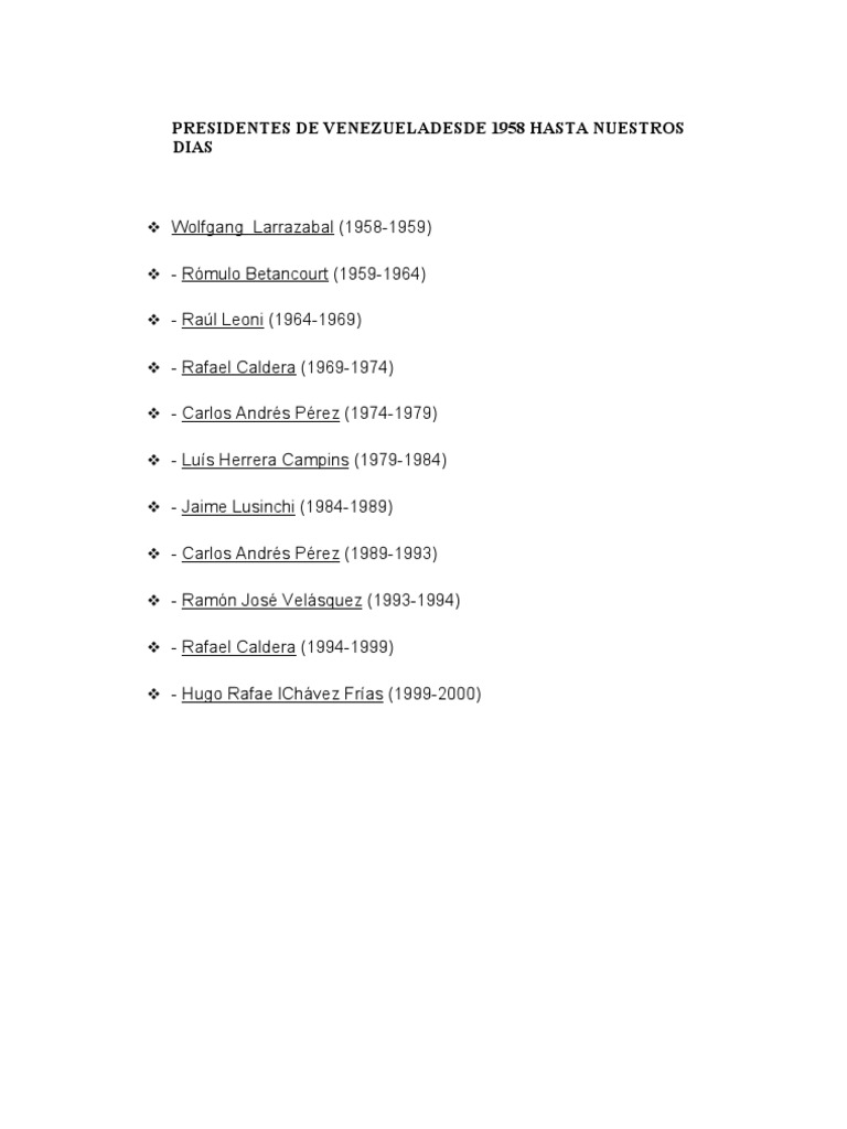 Cuales Han Sido Los Presidentes De Venezuela Outlet | dalirestaurant.com