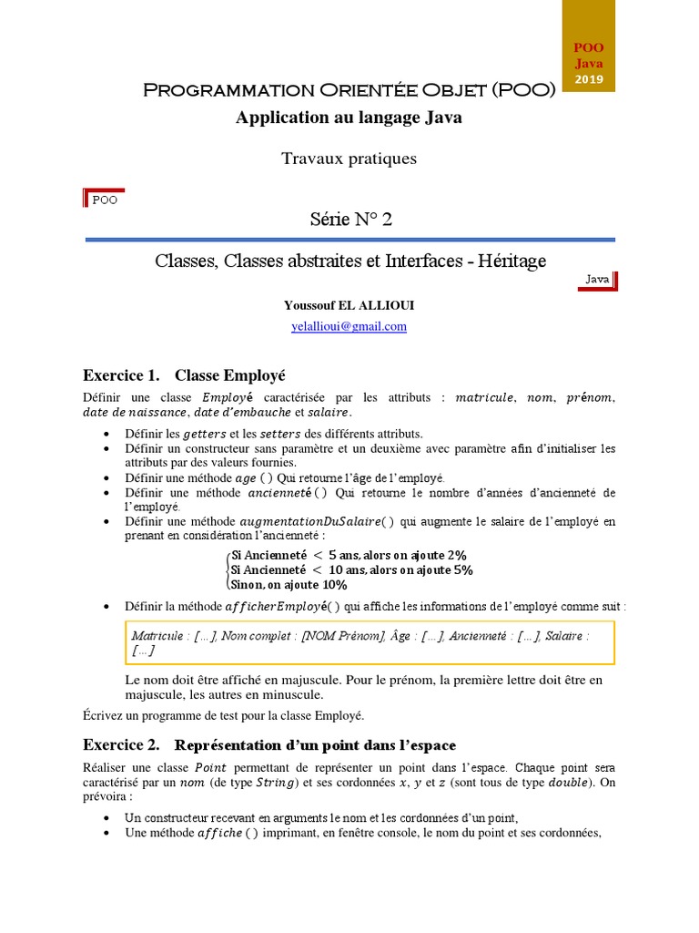 POO en Java : Classes et Héritage | PDF | Classe (informatique ...