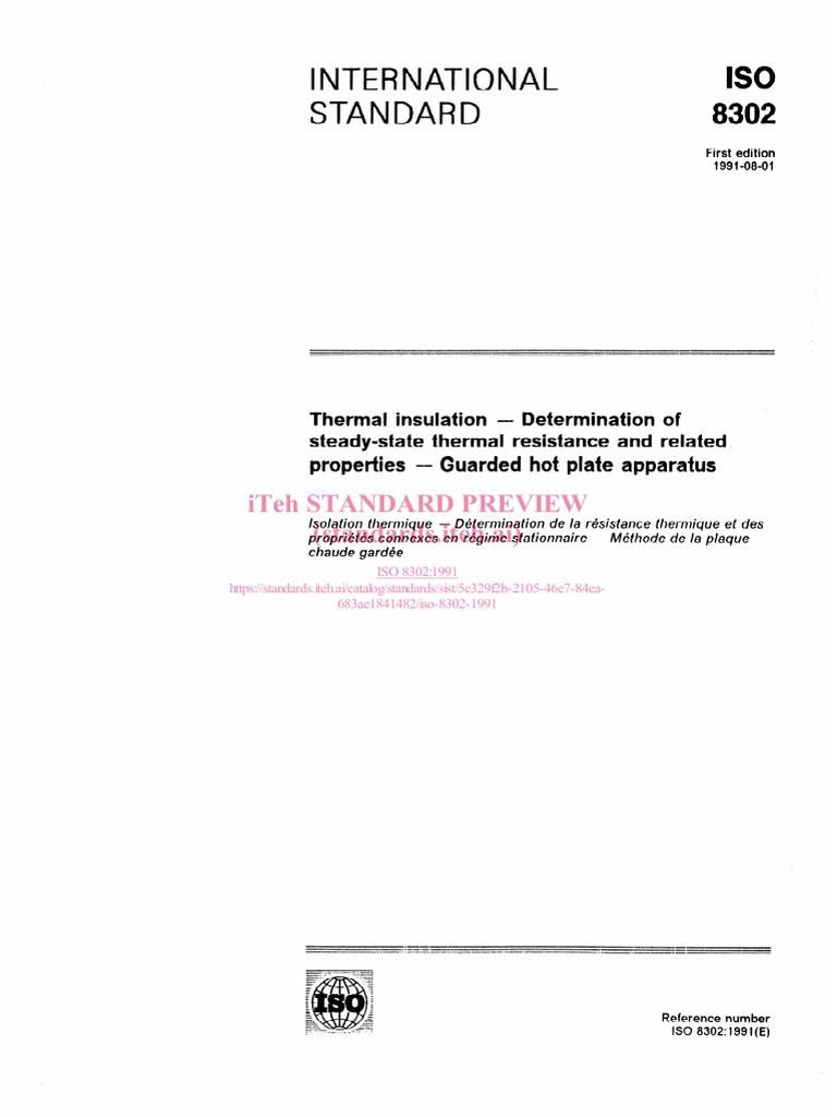 ISO 8302:1991 Thermal Resistance Standard | PDF | Thermal Conductivity ...