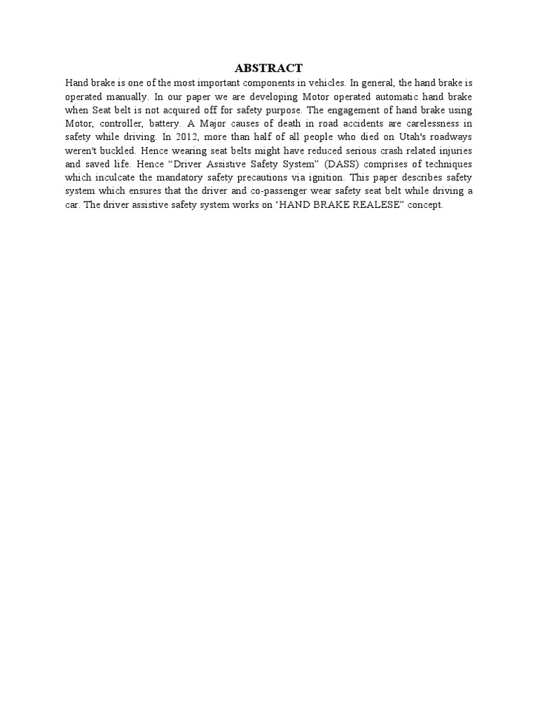 Synopsis Os Seat Belt Assisted | PDF | Seat Belt | Transport