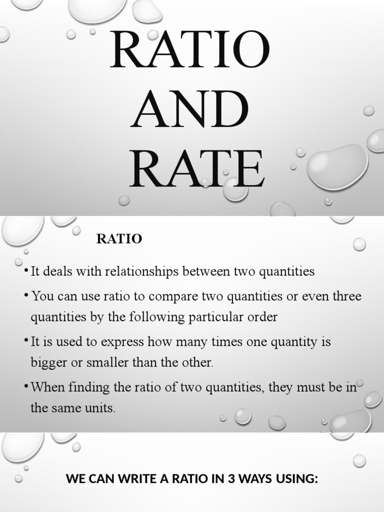 Ratio and Rate PDF Ratio Prices