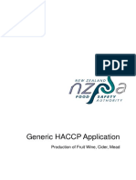 Generic HACCP Application: Production of Fruit Wine, Cider, Mead