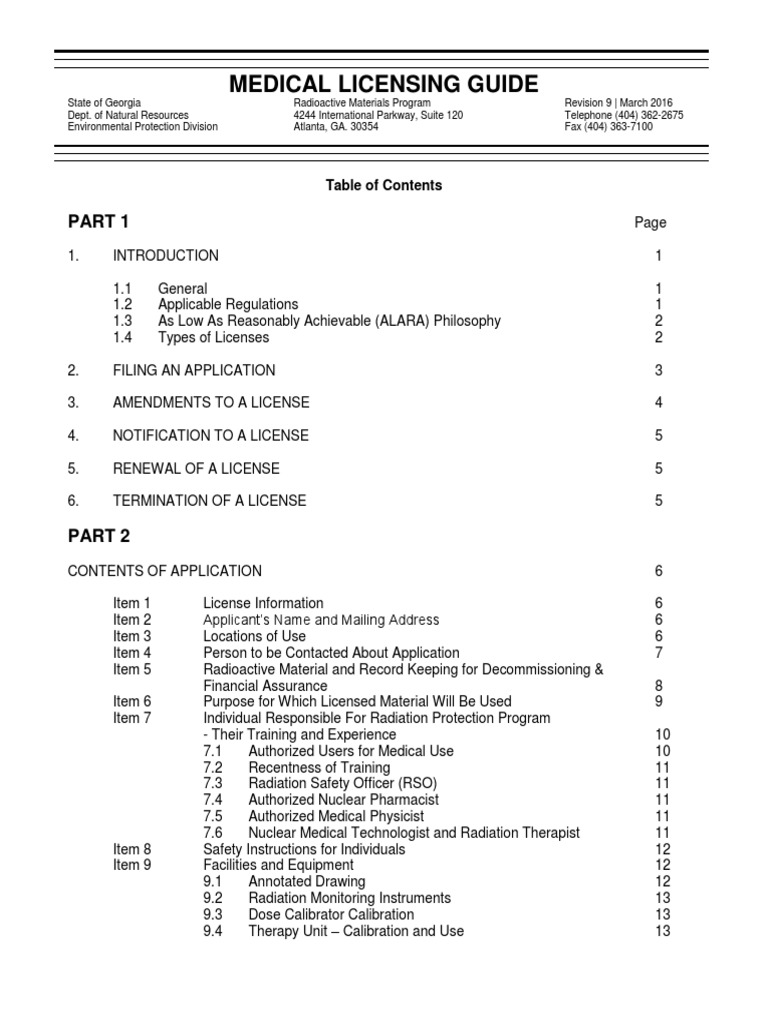 Medical Guide PDF Radiation Protection License