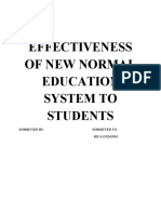 Effectiveness of New Normal Education System To Students