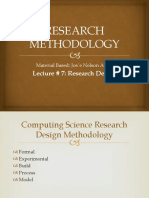 Research Methodology: Lecture # 7: Research Design-II
