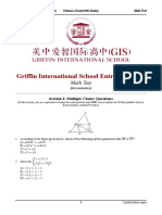 GIS Entrance Exam-Math Test (10th Grade)