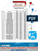 Dealer Price List: SL No. Particular Items Code Rate Packing/Box