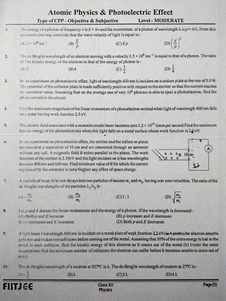 Quiz - Atomic Physics and Photoelectric Effect | PDF
