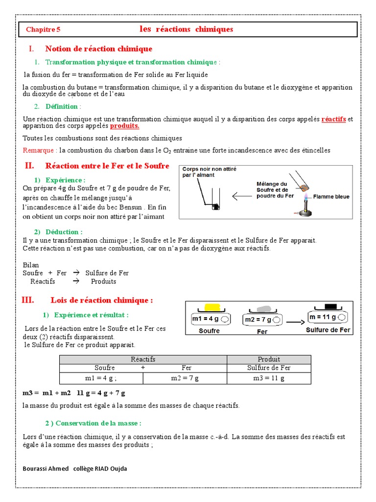 Notions et Lois des Réactions Chimiques | PDF | La nature | Chimie physique