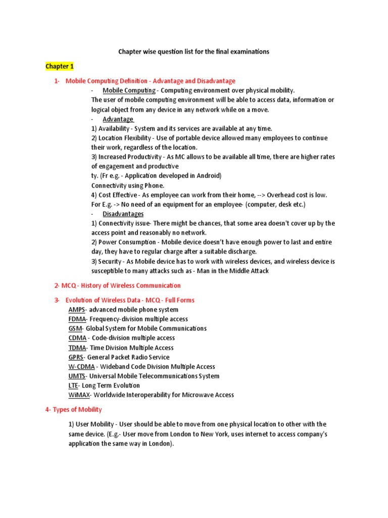 1Mobile Computing Definition Advantage and Disadvantage Chapter