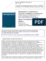 Symposium: A Quarterly Journal in Modern Literatures