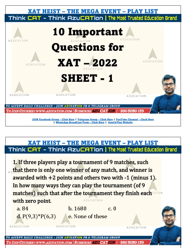 XAT HESIST Practice Sheet 1 | PDF | Numbers | Abstract Algebra