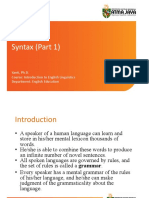 Syntax (Part 1) : Yanti, Ph.D. Course: Introduction To English Linguistics Department: English Education