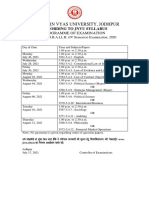 JNVU BA LLB/BBA LLB 4th Sem Exam Schedule 2020