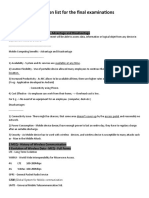 Chapter Wise Question List For The Final Examinations: 1 Mobile Computing Definition - Advantage and Disadvantage