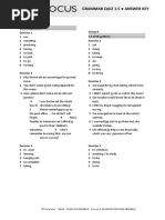 Grammar Quiz 1.5 Answer Key: © Pearson 2020 Photocopiable Focus 4 Second Edition