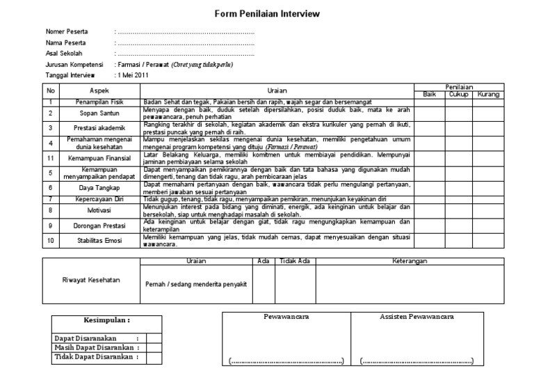 Form Penilaian Interview